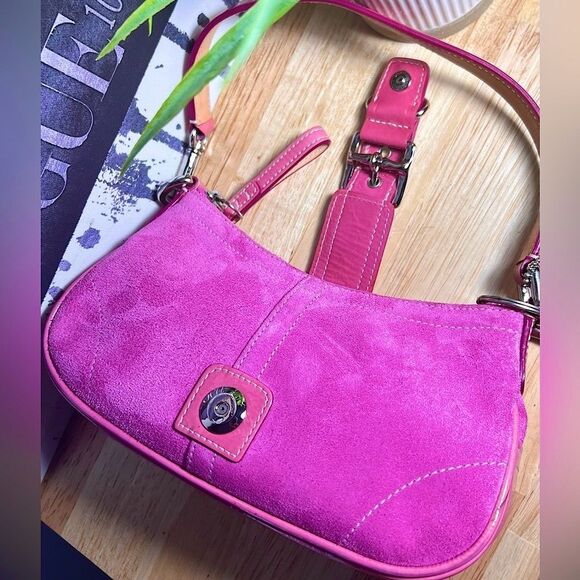 COACH Vintage Hampton Demi Pink 2Tone Suede/Patent Leather RARE & HTF - Picture 7 of 16